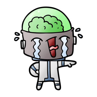 vektör çizim robot ağlıyor çizgi film