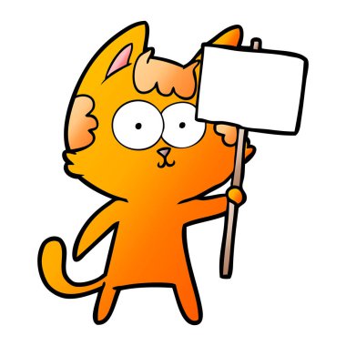 vektör çizim karikatür mutlu kedi
