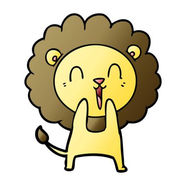 Aslan karikatür gülen vektör çizim
