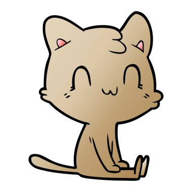 vektör çizim karikatür mutlu kedi