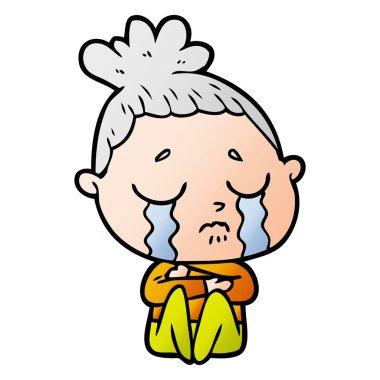 vektör çizim karikatür ağlayan kadın