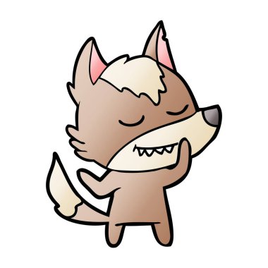 vektör çizim dostu karikatür kurt