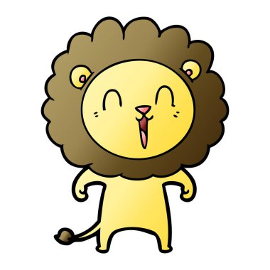 Aslan karikatür gülen vektör çizim