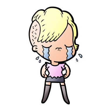 Ağlayan kızın vektör çizimi