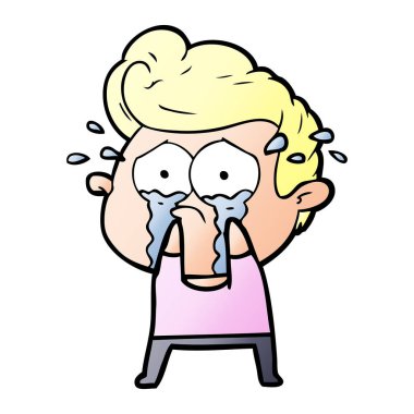 adam ağlıyor çizgi film vektör çizim