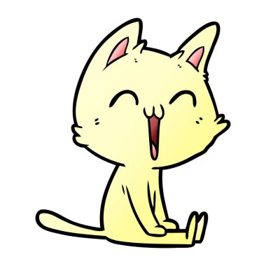 vektör çizim karikatür mutlu kedi