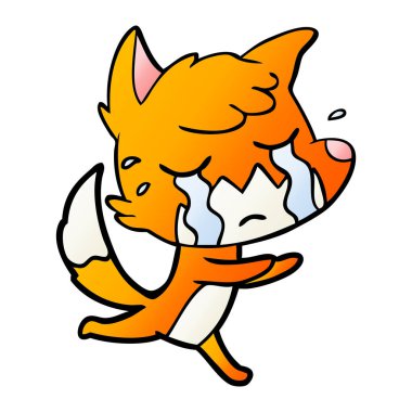 Tilki çizgi film ağlama vektör çizim