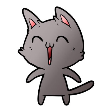 vektör çizim karikatür mutlu kedi