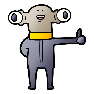 Dostu karikatür uzaylı vektör çizim