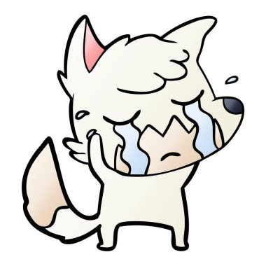 Tilki çizgi film ağlama vektör çizim