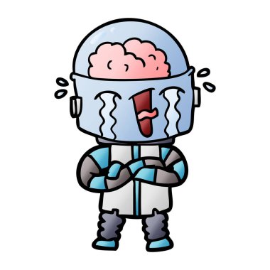 vektör çizim robot ağlıyor çizgi film