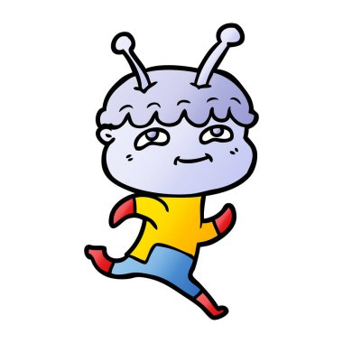 çalışan dostu karikatür uzay adamı