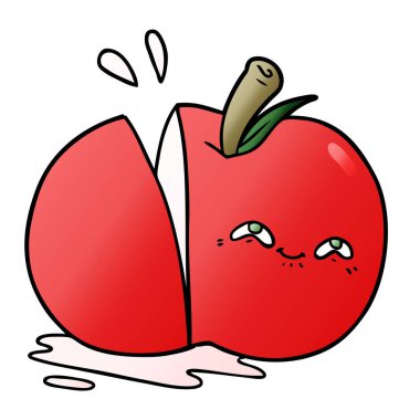 vektör çizim karikatür dilimlenmiş elma