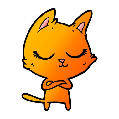 Sakin karikatür kedi vektör çizim