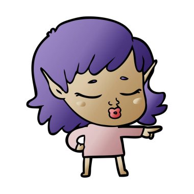 güzel çizgi film elf kızı işaret