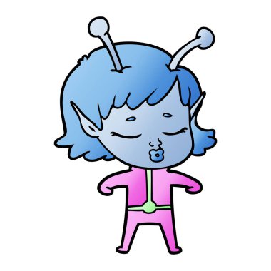 vektör çizim karikatür uzaylı kız