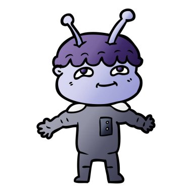 Dostu karikatür spaceman Kollarını açarak