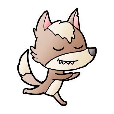 vektör çizim dostu karikatür kurt