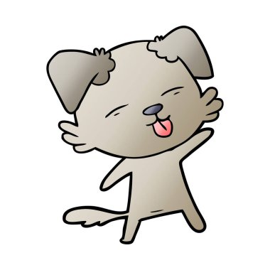 Çizgi filmdeki köpek dilini çıkartıyor.