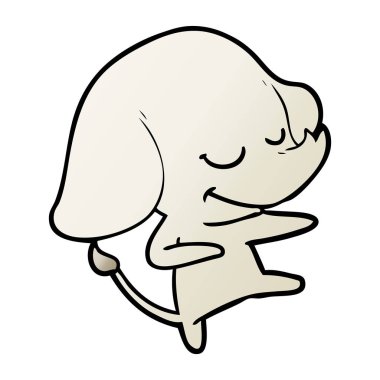 vektör çizim karikatür fil gülümseyen