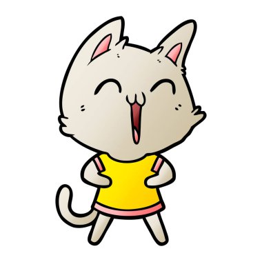 vektör çizim karikatür mutlu kedi