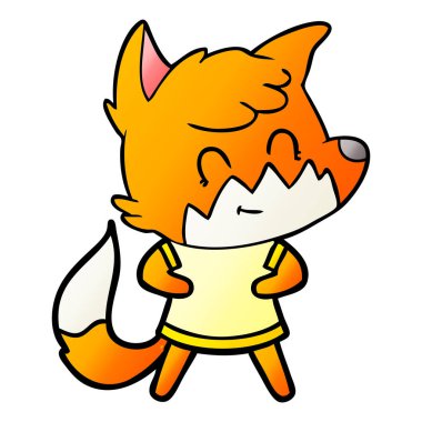 Vektör çizim karikatür mutlu Fox