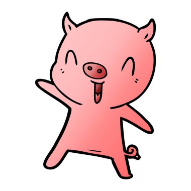 vektör çizim karikatür domuz dans