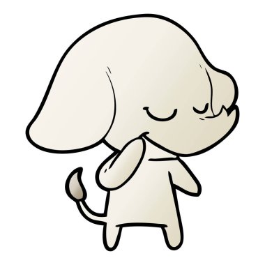 vektör çizim karikatür fil gülümseyen