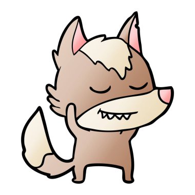 vektör çizim dostu karikatür kurt