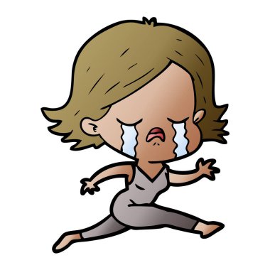 vektör çizim karikatür kız ağlıyor