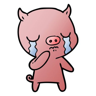 vektör çizim karikatür domuz ağlama