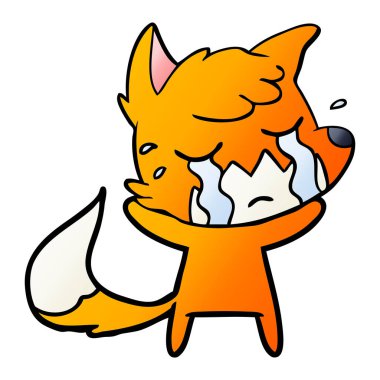 Tilki çizgi film ağlama vektör çizim