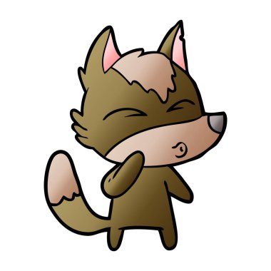 vektör çizim karikatür kurt ıslık