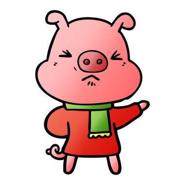 vektör çizim karikatür kızgın domuz