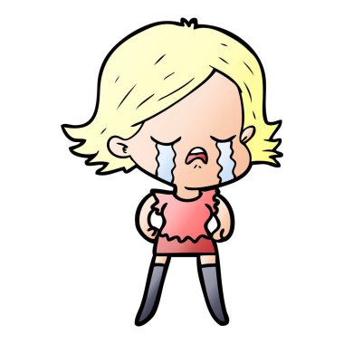 vektör çizim karikatür kız ağlıyor