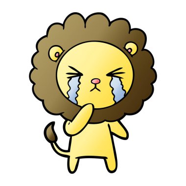 vektör çizim aslan ağlıyor çizgi film