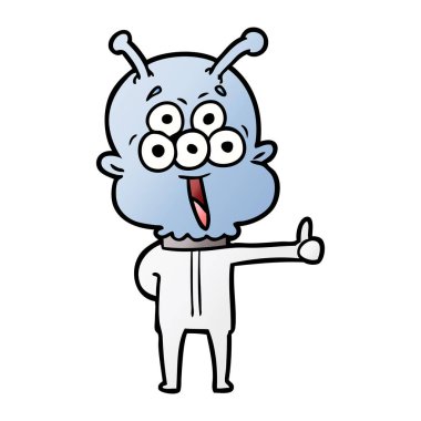 mutlu çizgi film uzaylı vektör çizim