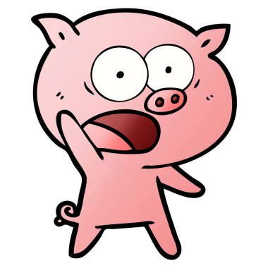 vektör çizim karikatür domuz bağırarak