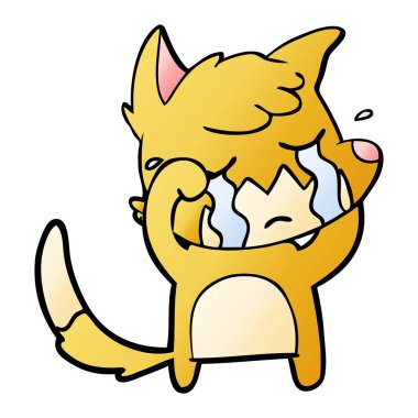 Tilki çizgi film ağlama vektör çizim