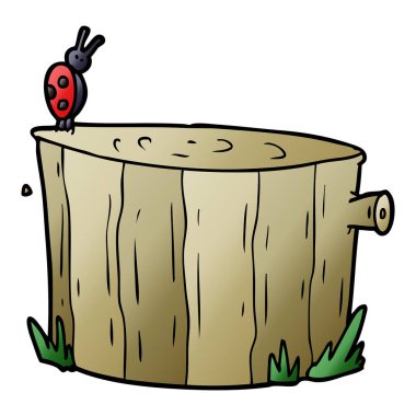 Vektör çizim karikatür ağaç kütüğü