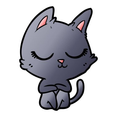 Sakin karikatür kedi vektör çizim