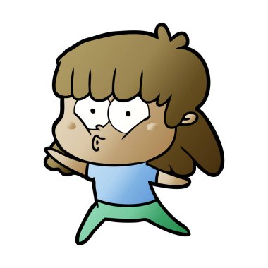 vektör çizim karikatür kız ıslık