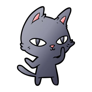  vektör çizim karikatür kedi bakarak