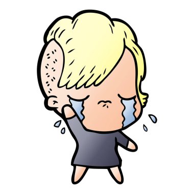 Ağlayan kızın vektör çizimi