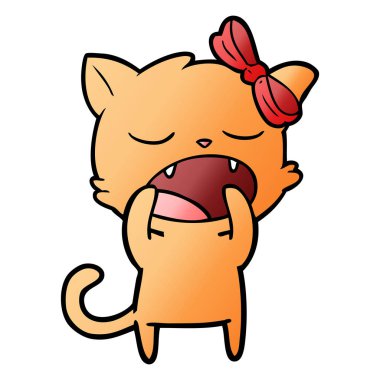 vektör çizim karikatür esneme kedi