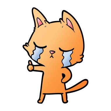 vektör çizim karikatür kedi ağlama