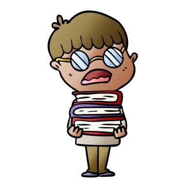 çizgi film çocuk gözlük takıyor kitaplar 