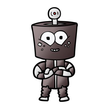 mutlu karikatür robot vektör çizim