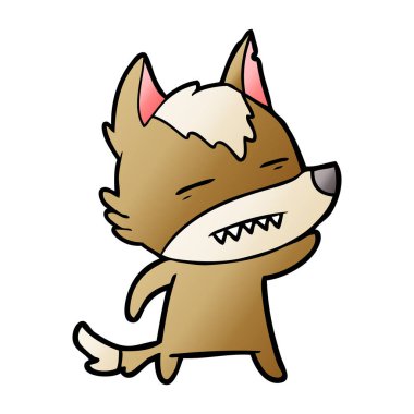 çizgi film kurt gösteren diş sallayarak