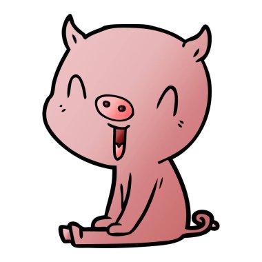 mutlu karikatür domuz vektör çizim